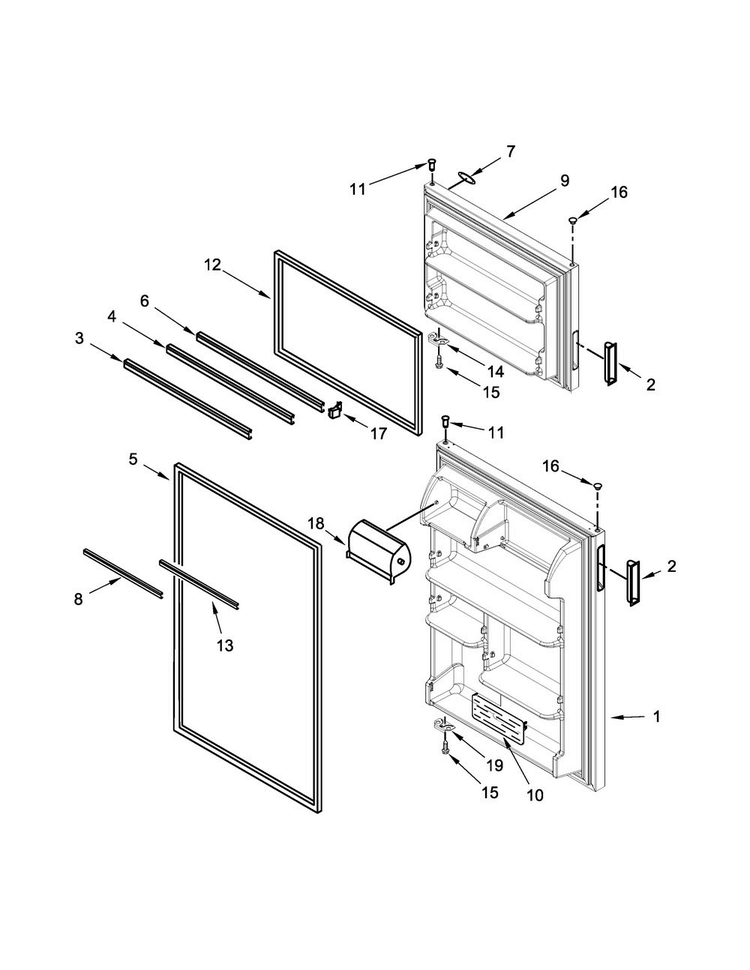 Door Parts Diagram and Parts List for ART308FFDW02  Amana Refrigerator