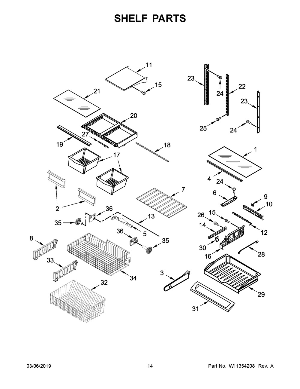 Shelf Parts Diagram and Parts List for MFC2062FEZ03  Maytag Refrigerator