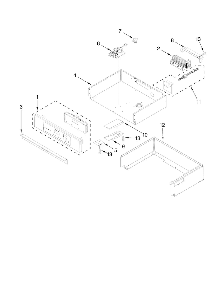 Control Panel Parts Diagram and Parts List for JMW8330DAW16  Jenn-Air Microwave Oven Combo