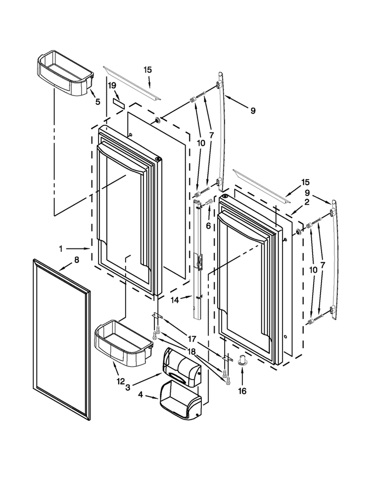 Refrigerator Door Diagram and Parts List for JFC2290VPY5  Jenn-Air Refrigerator