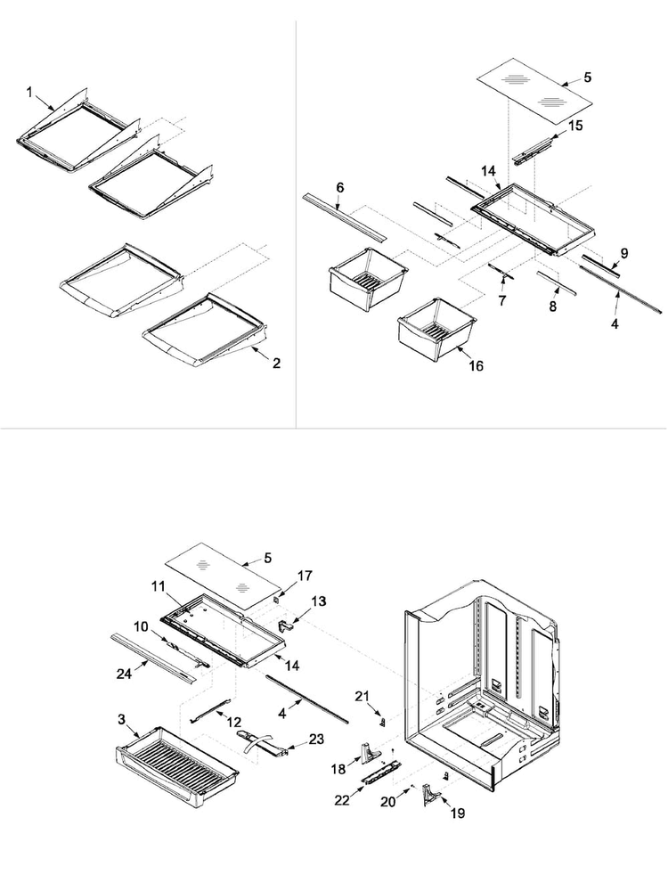 Refrigerator Shelving Diagram and Parts List for XRBS209BSR-PXRBS20  Amana Refrigerator
