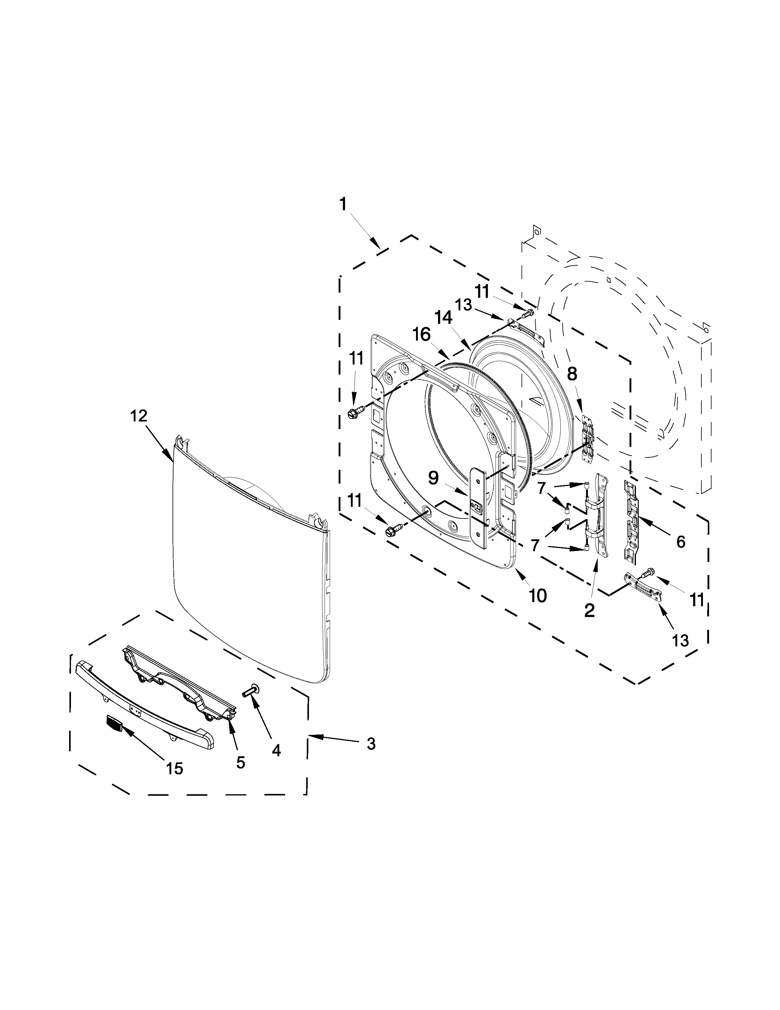 Door Parts Diagram and Parts List for MGD5500FW0  Maytag Dryer