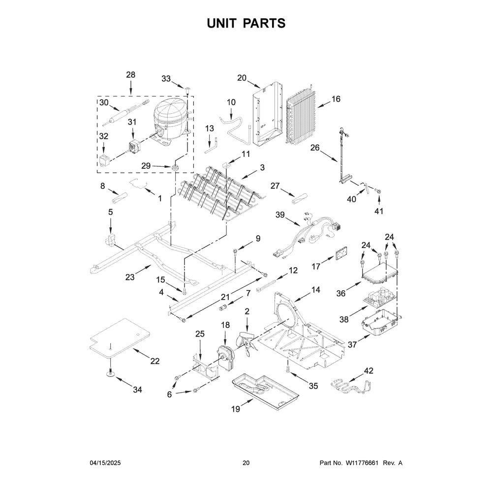 Unit Parts Diagram and Parts List for MRSF4036PW02  Maytag Refrigerator