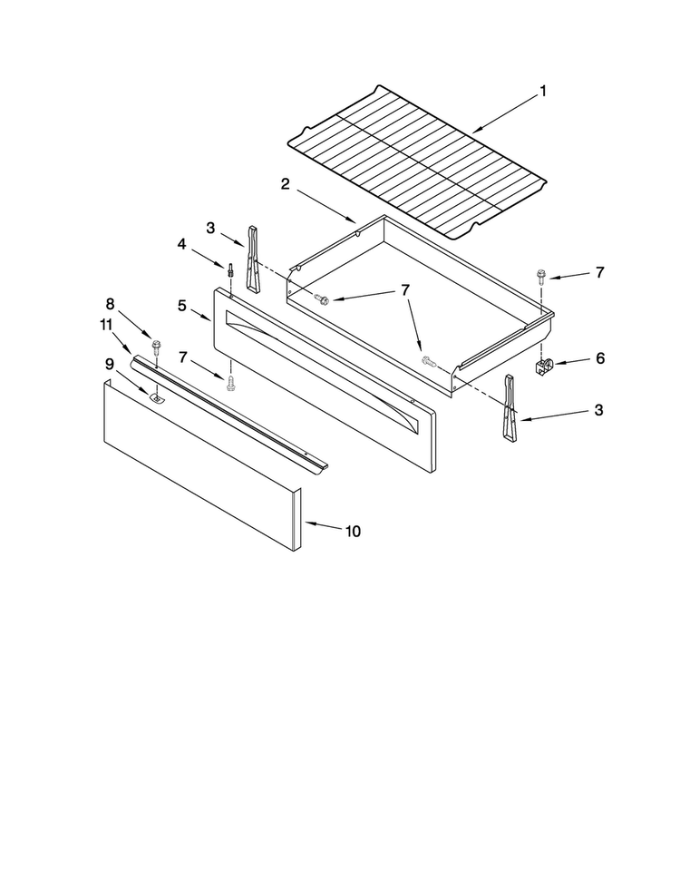 Drawer & Broiler Parts Diagram and Parts List for MER7775WS0  Maytag Range
