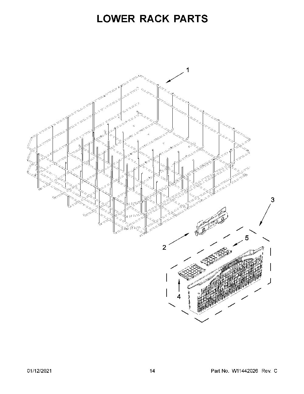 Lower rack parts Diagram and Parts List for MDB8959SKW0  Maytag Dishwasher