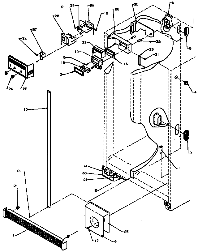 Air Flow Diagram and Parts List for SXD25A-P1162436W  Amana Refrigerator