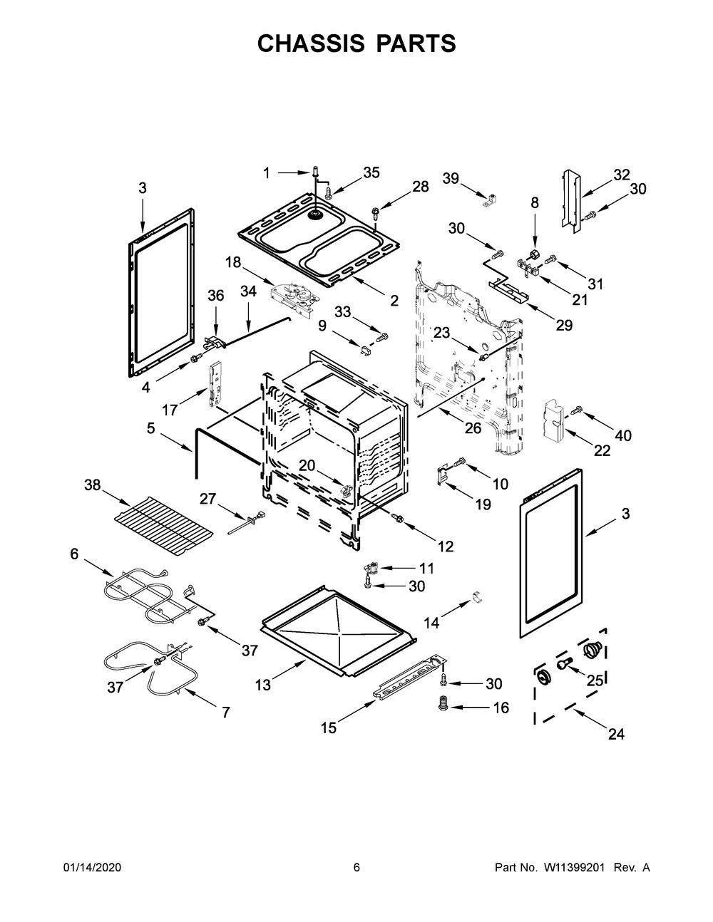 Chassis Parts Diagram and Parts List for ACR4503SFW4  Maytag Range