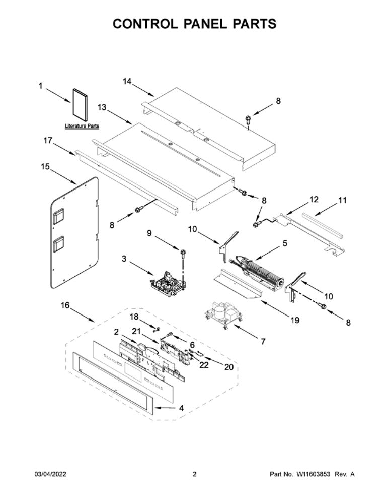 Control Panel Parts Diagram and Parts List for JMW2430LL00  Maytag Microwave Oven Combo