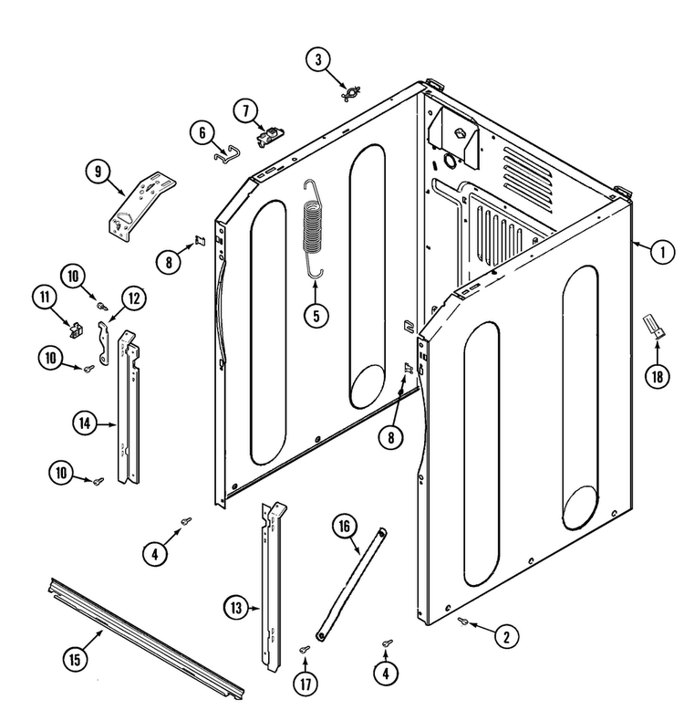 Cabinet-front Diagram and Parts List for PVTEST1Q  Maytag Washer