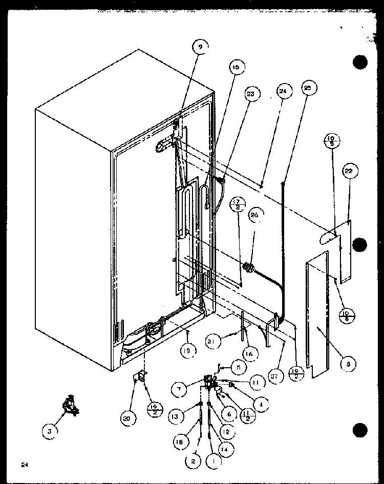 Cabinet Back Diagram and Parts List for SZDE27KPL-P1110603WL  Amana Refrigerator