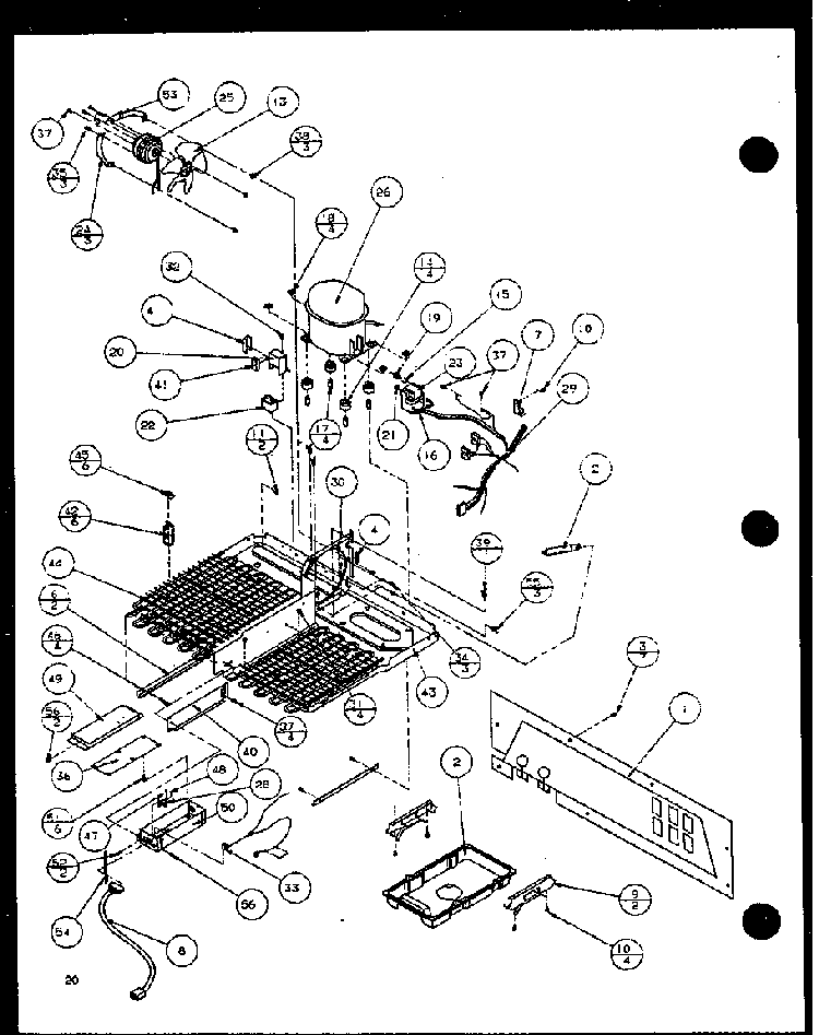 Machine Compartment Diagram and Parts List for SZDE20KB-P1117602W  Amana Refrigerator