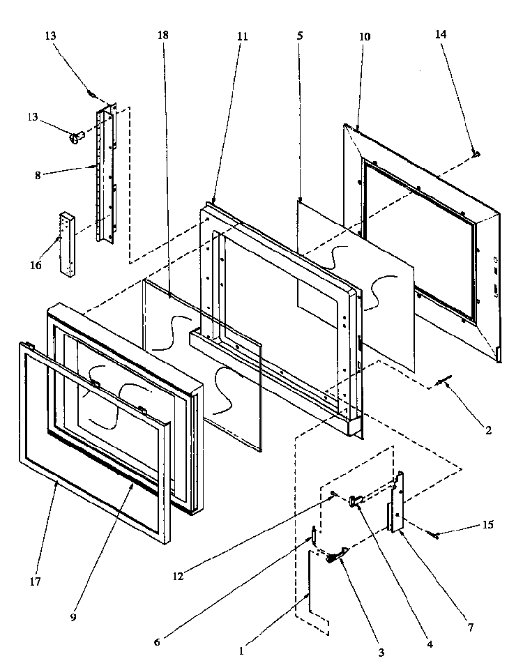 Microwave Door Assembly Diagram and Parts List for MM659E-P1177103MZ  Amana Microwave