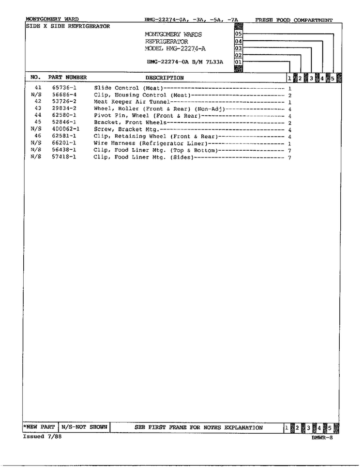 Fresh Food Compartment Page 3 Diagram and Parts List for 22274A  Admiral Refrigerator