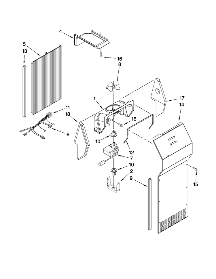 Air Flow Parts Diagram and Parts List for JCB2582WEY00  Jenn-Air Refrigerator