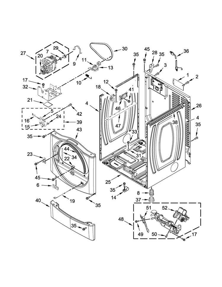 Cabinet Parts Diagram and Parts List for MDG28PDCXW0  Maytag Dryer