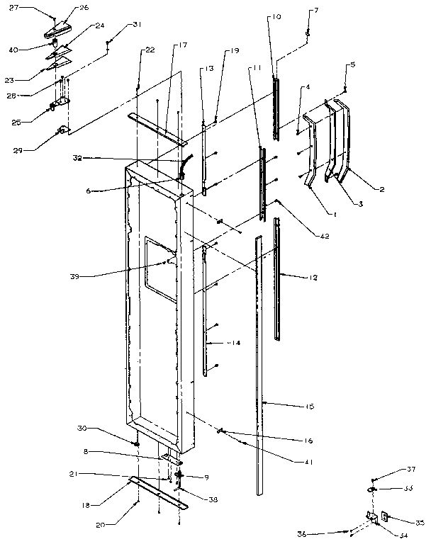 Freezer Door Handles And Accessories Diagram and Parts List for SXDE27N-P1162206W  Amana Refrigerator