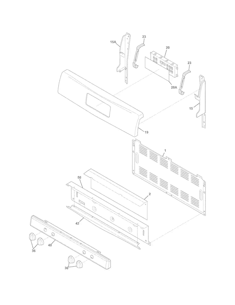 Backguard Diagram and Parts List for CRG3480PWA  Crosley Range