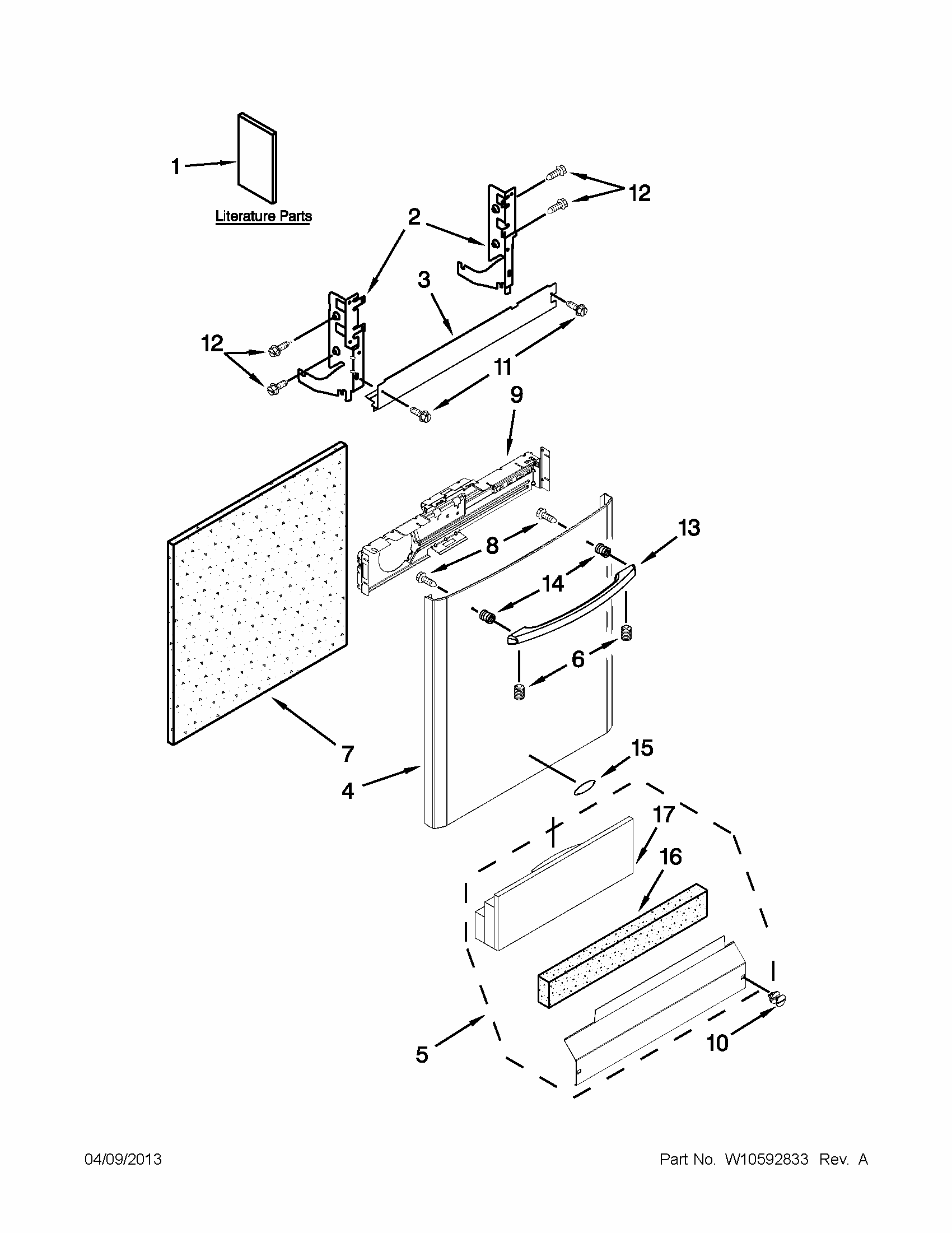 Door And Panel Parts Diagram and Parts List for MDB7759SAS2  Maytag Dishwasher