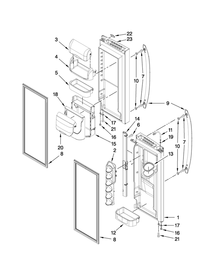 Refrigerator Door Parts Diagram and Parts List for MFI2067AES7  Maytag Refrigerator