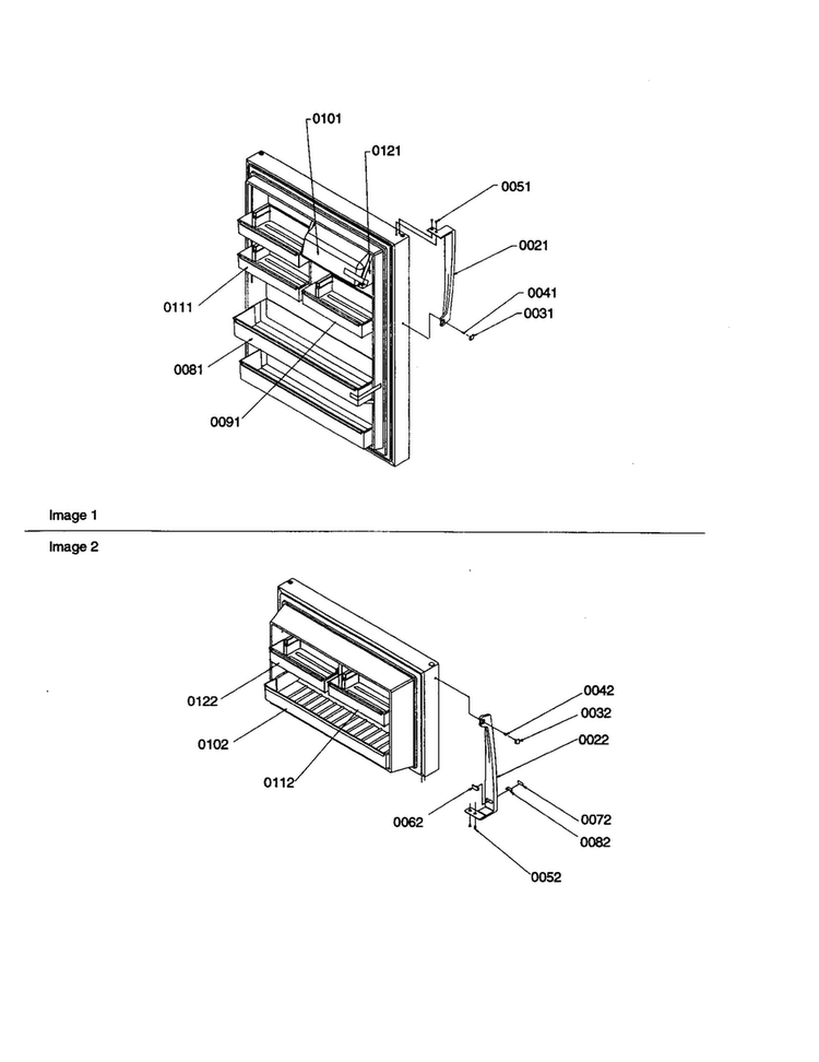 Door Handles And Shelves Diagram and Parts List for TX19V2E-P1306303WE  Amana Refrigerator