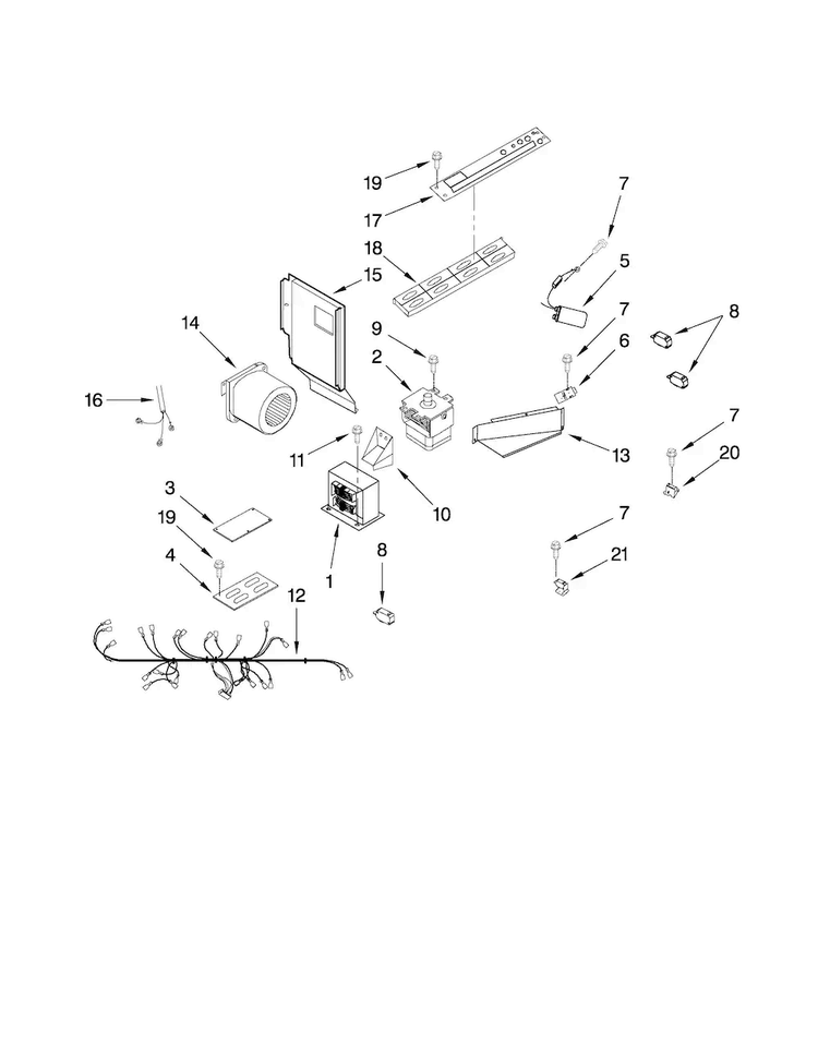 Microwave Interior Parts Diagram and Parts List for JMD2124WS0  Jenn-Air Microwave