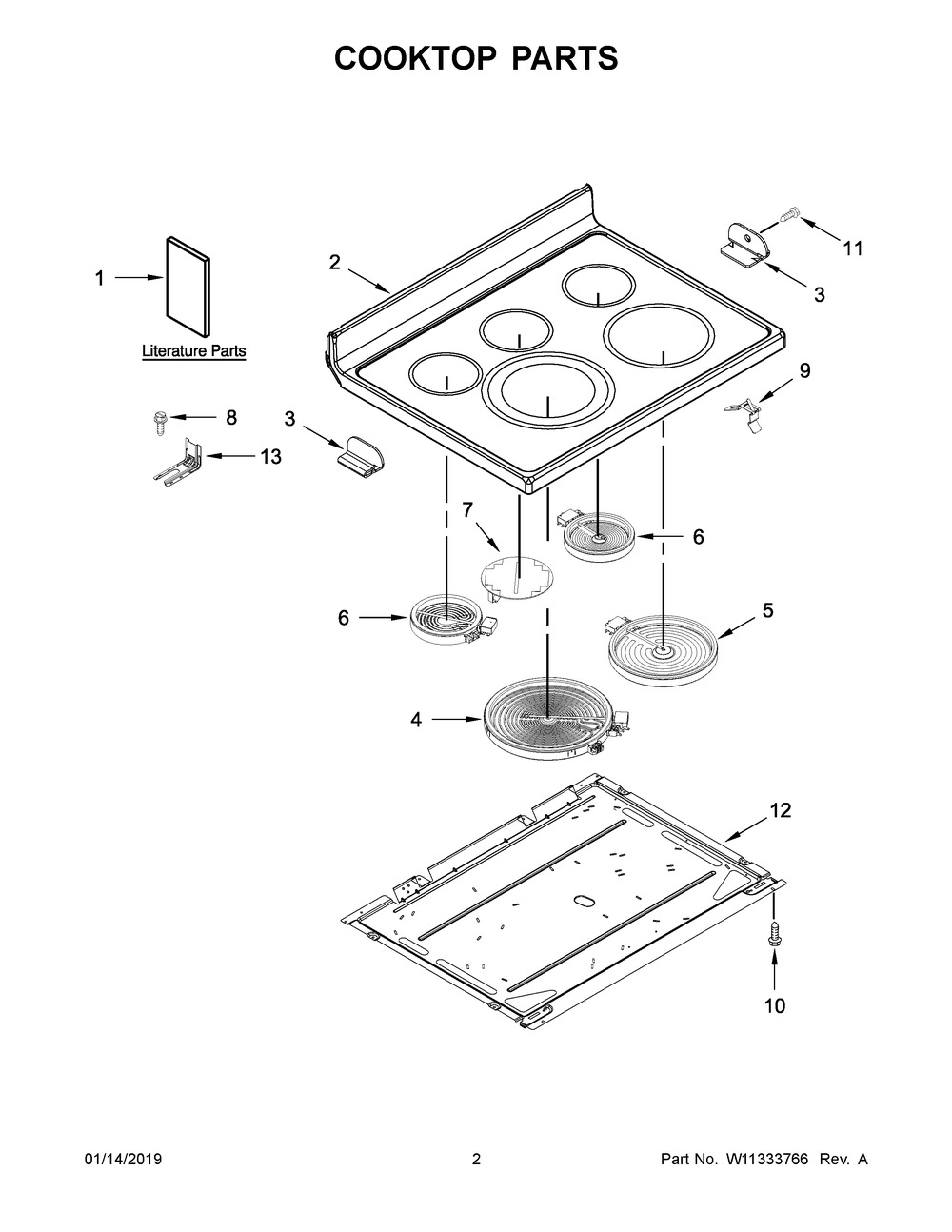Cooktop Parts Diagram and Parts List for MER8800HK0  Maytag Range