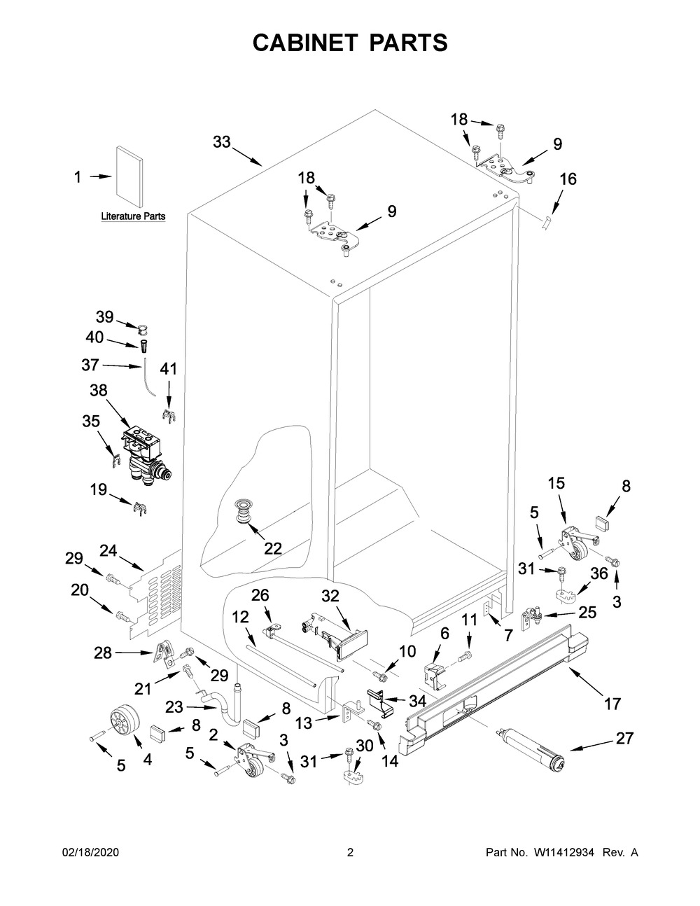 Cabinet Parts Diagram and Parts List for ASI2575GRB02  Maytag Refrigerator