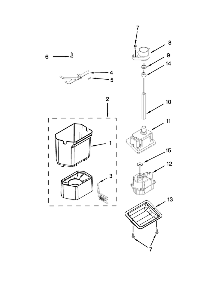 Motor And Ice Container Parts Diagram and Parts List for JS48SSDUDE00  Jenn-Air Refrigerator