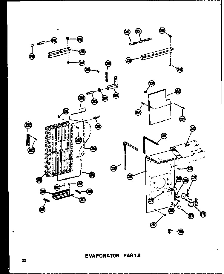Evaporator Parts Diagram and Parts List for SRI19A-P60350-6W  Amana Refrigerator