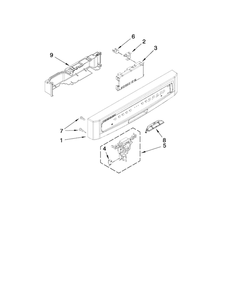 Control Panel And Latch Parts Diagram and Parts List for MDB4709AWB3  Maytag Dishwasher