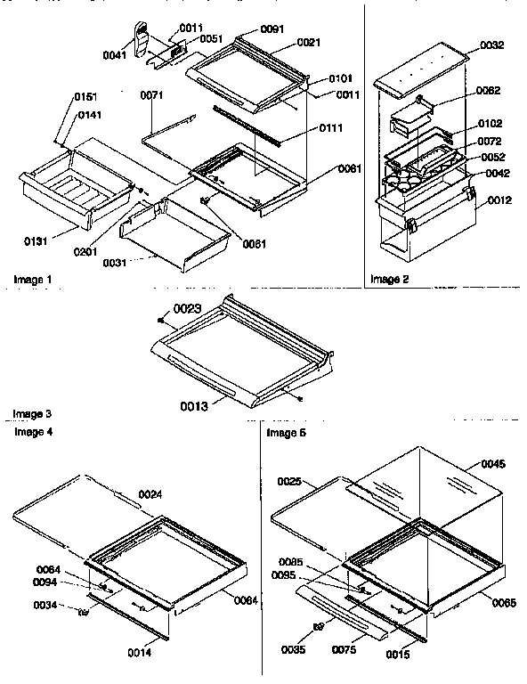 Dell, Shelf And Crisper Assemblies Diagram and Parts List for 57082-P1190812WW  Amana Refrigerator
