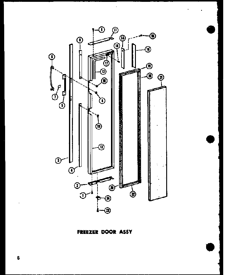 Freezer Door Assy Diagram and Parts List for SD19W-C-P60340-36WC  Amana Refrigerator