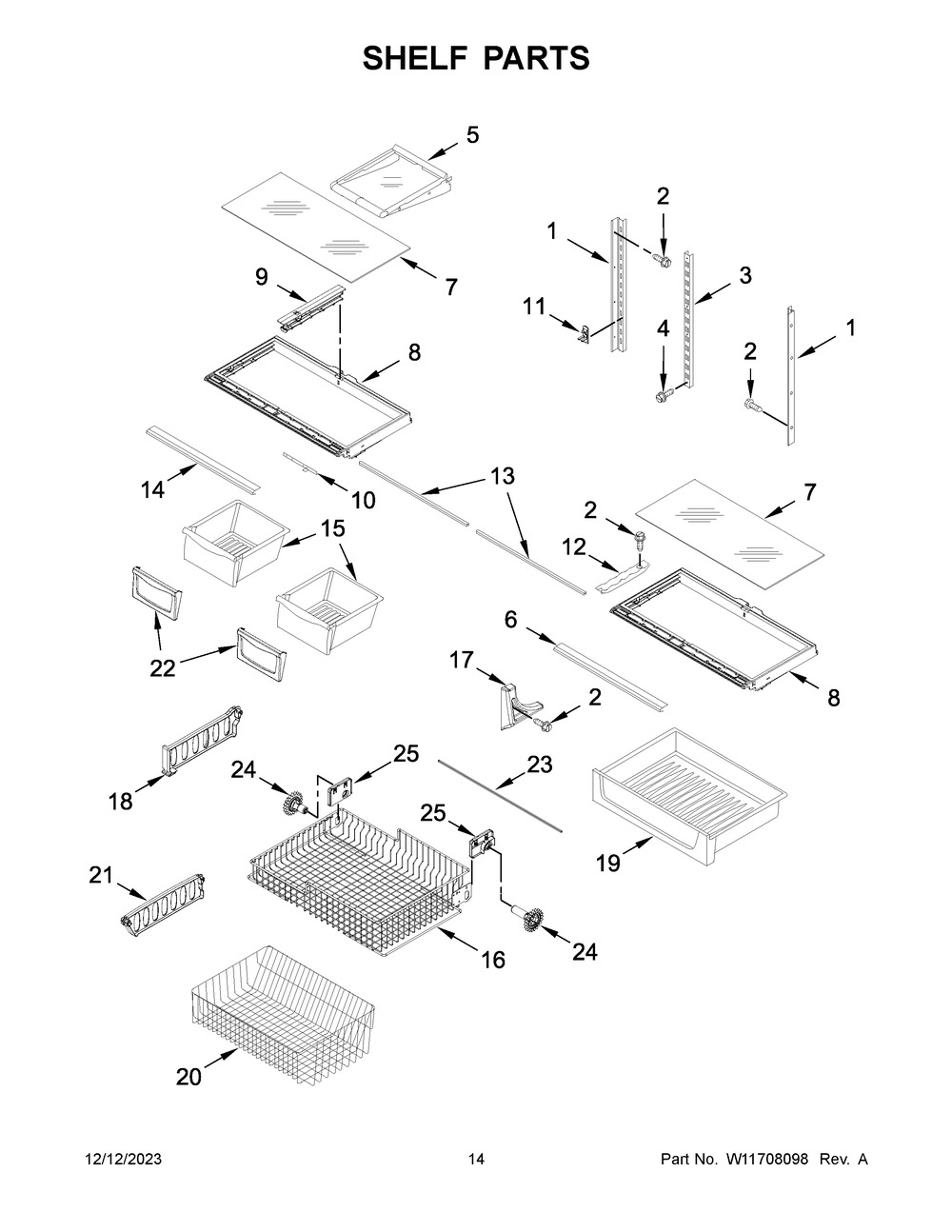 Shelf Parts Diagram and Parts List for MBL1957FEZ09  Maytag Refrigerator