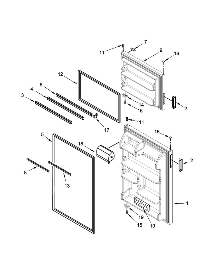 Door Parts Diagram and Parts List for ART308FFDM02  Amana Refrigerator