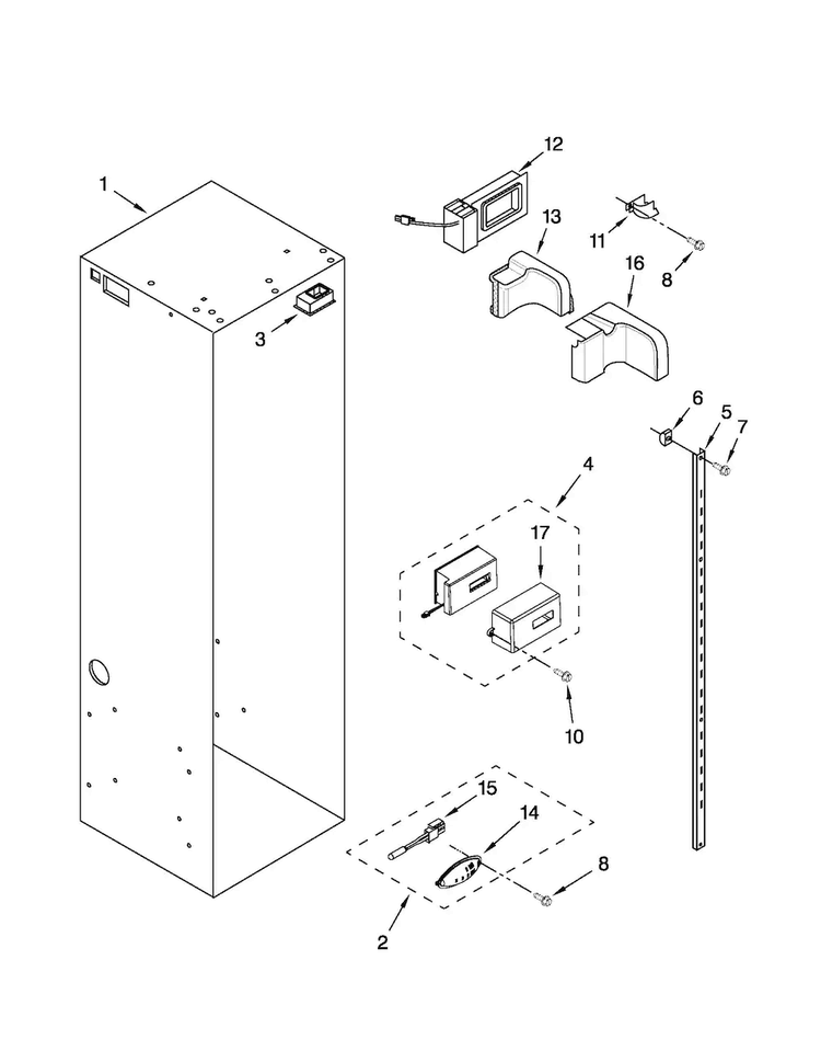 Refrigerator Liner Parts Diagram and Parts List for JS48NXFXDW01  Jenn-Air Refrigerator