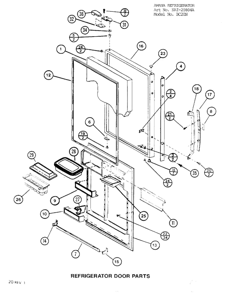 Parts List For Bottom Mount Refrigerator Page 3 Diagram and Parts List for 20804A  Amana Refrigerator