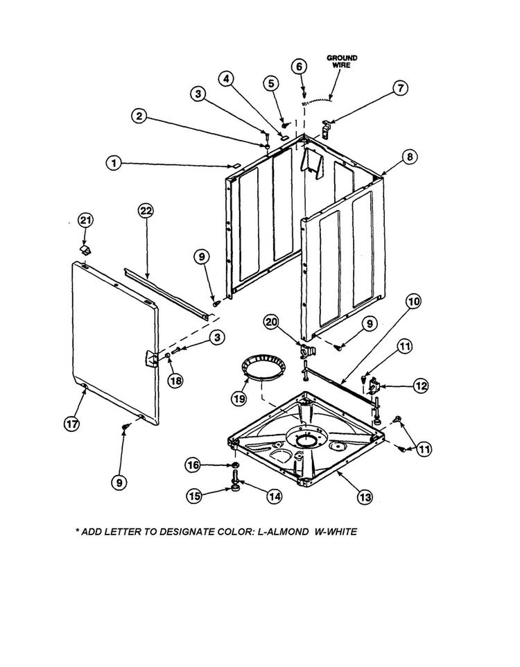 Front Panel/base/cabinet Diagram and Parts List for LW6153LB-PLW6153LBA  Amana Washer
