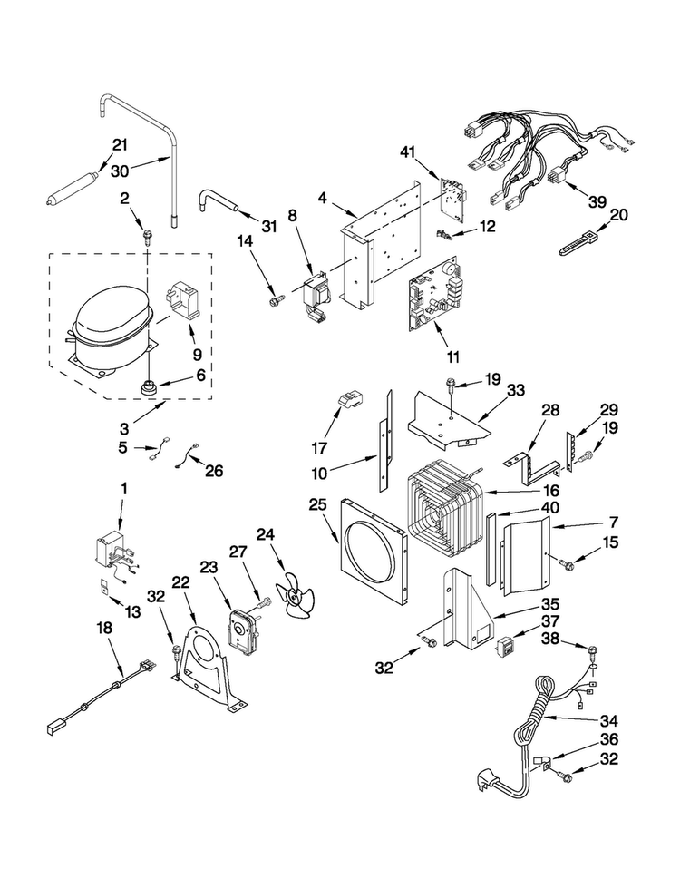 Upper Unit Parts Diagram and Parts List for JB36SSFXLA00  Jenn-Air Refrigerator