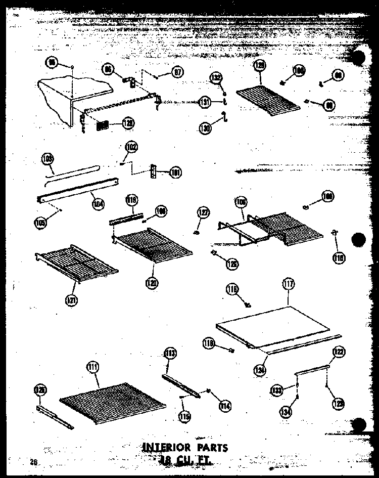 Interior Parts 18 Cu. Ft. Diagram and Parts List for T16W-P60303-8W  Amana Refrigerator
