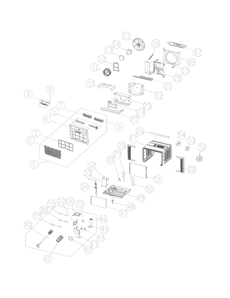 Recommended Spare Parts Diagram and Parts List for CAHE12ERR410A13  Crosley Air Conditioner