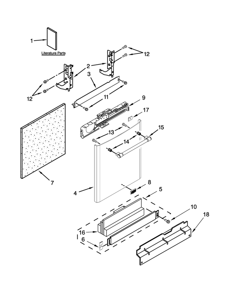 Door And Panel Parts Diagram and Parts List for MDB8979SEZ0  Maytag Dishwasher