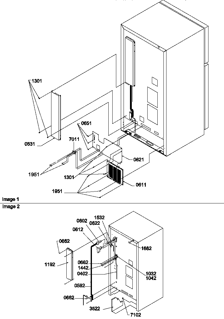 Cabinet Back Diagram and Parts List for TM18VW-P1305902WW  Amana Refrigerator