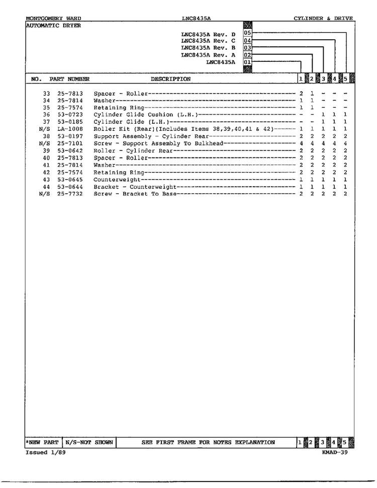 Gas Dryer Cylinder And Drive Page 3 Diagram and Parts List for 8435A REV E Norge Dryer