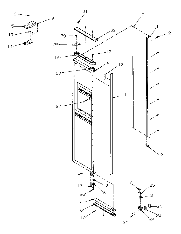 Freezer Door Diagram and Parts List for GSDE3201SW-P1190901WW  Amana Refrigerator