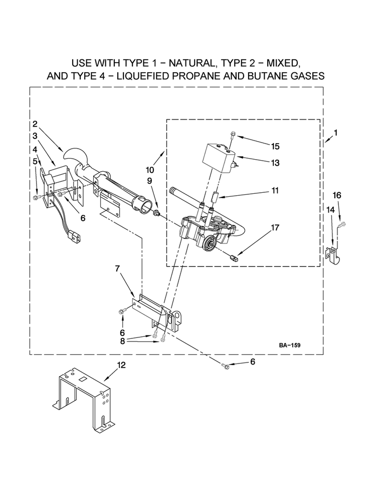 W10293911 Burner Assembly Diagram and Parts List for MGDE400XR0  Maytag Dryer