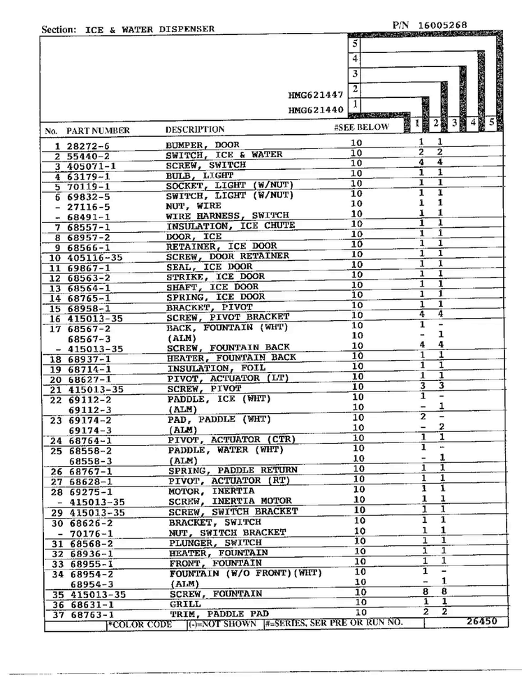 Ice And Water Dispenser Page 2 Diagram and Parts List for 621447  Admiral Refrigerator