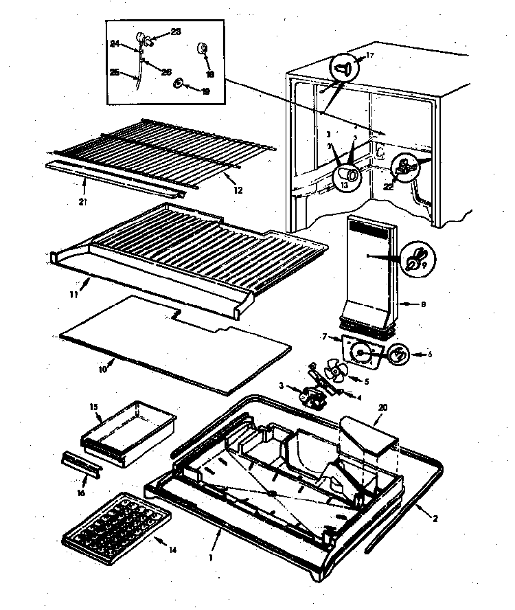 Freezer Compartment Diagram and Parts List for RB17KA-2AF AG33A Magic Chef Refrigerator