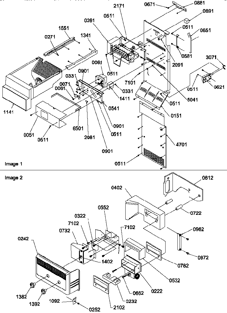 Ice Maker/control Assy Diagram and Parts List for SSD522SW-P1184704WW  Amana Refrigerator