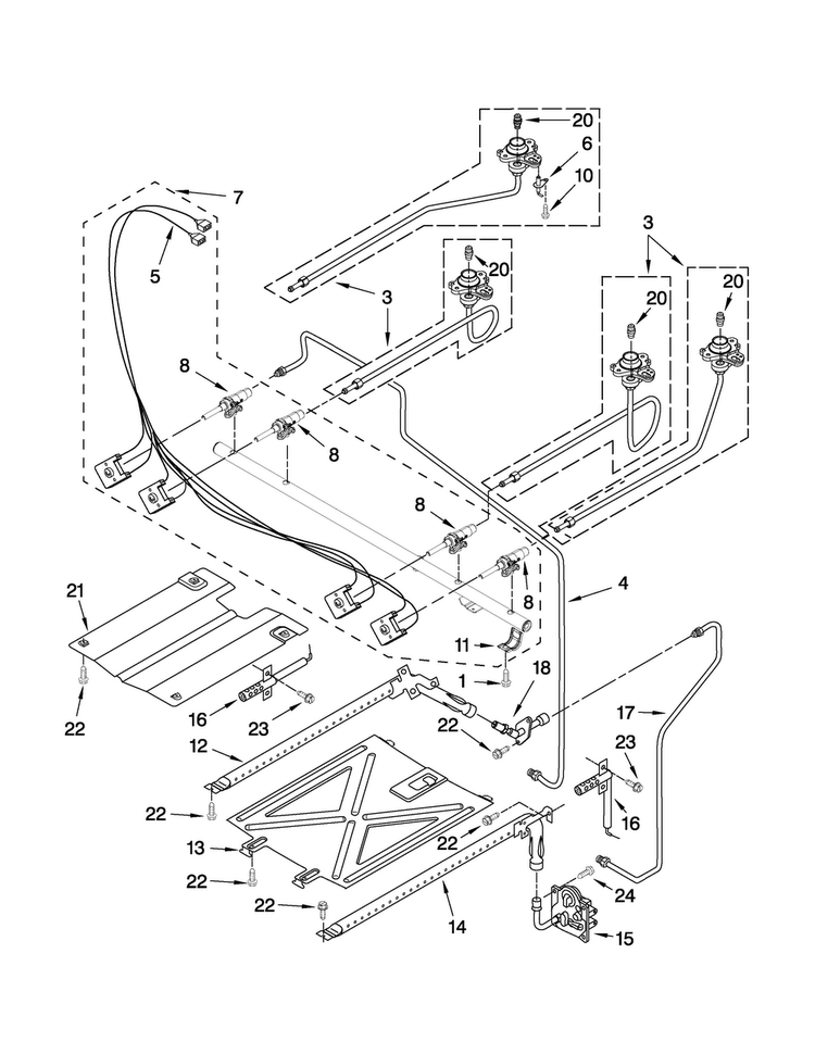 Manifold Parts Diagram and Parts List for MGR7661WB2  Maytag Range