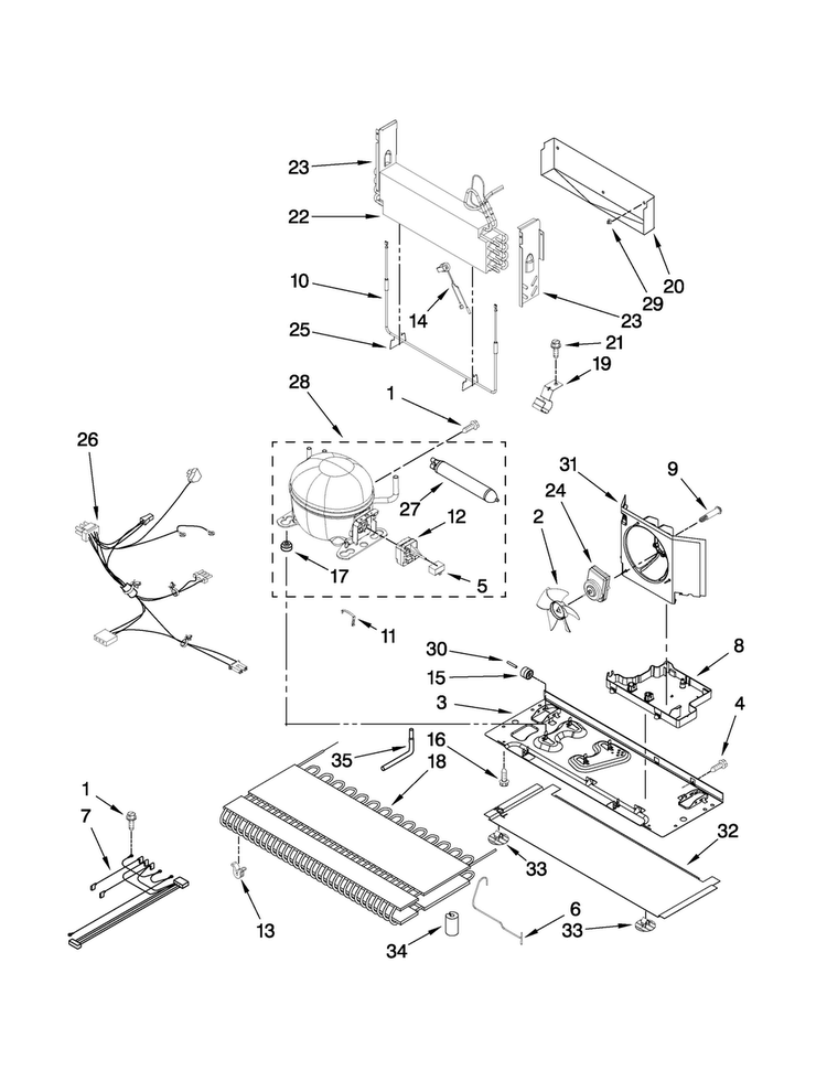 Unit Parts Diagram and Parts List for 7MI2569VEM3  Maytag Refrigerator